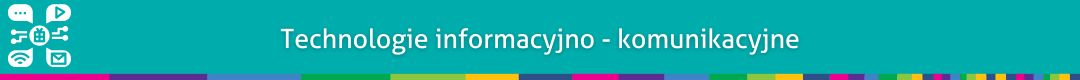 biały napis technologie informacyjno-komunikacyjne na zielonym tle